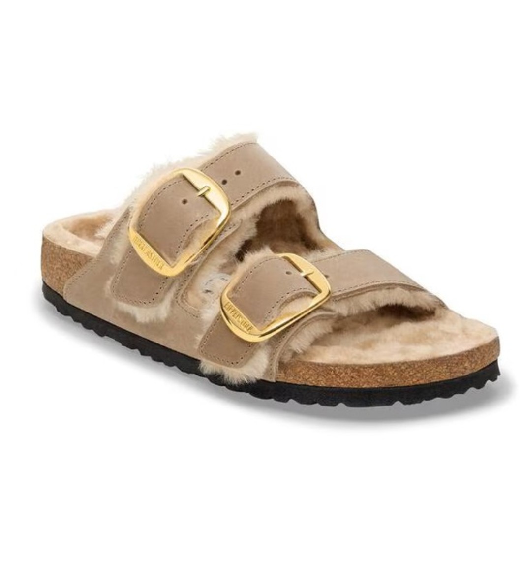 Birkenstock Damen Sandalen Arizona Big Buckle Lammfell Tabacco Brown