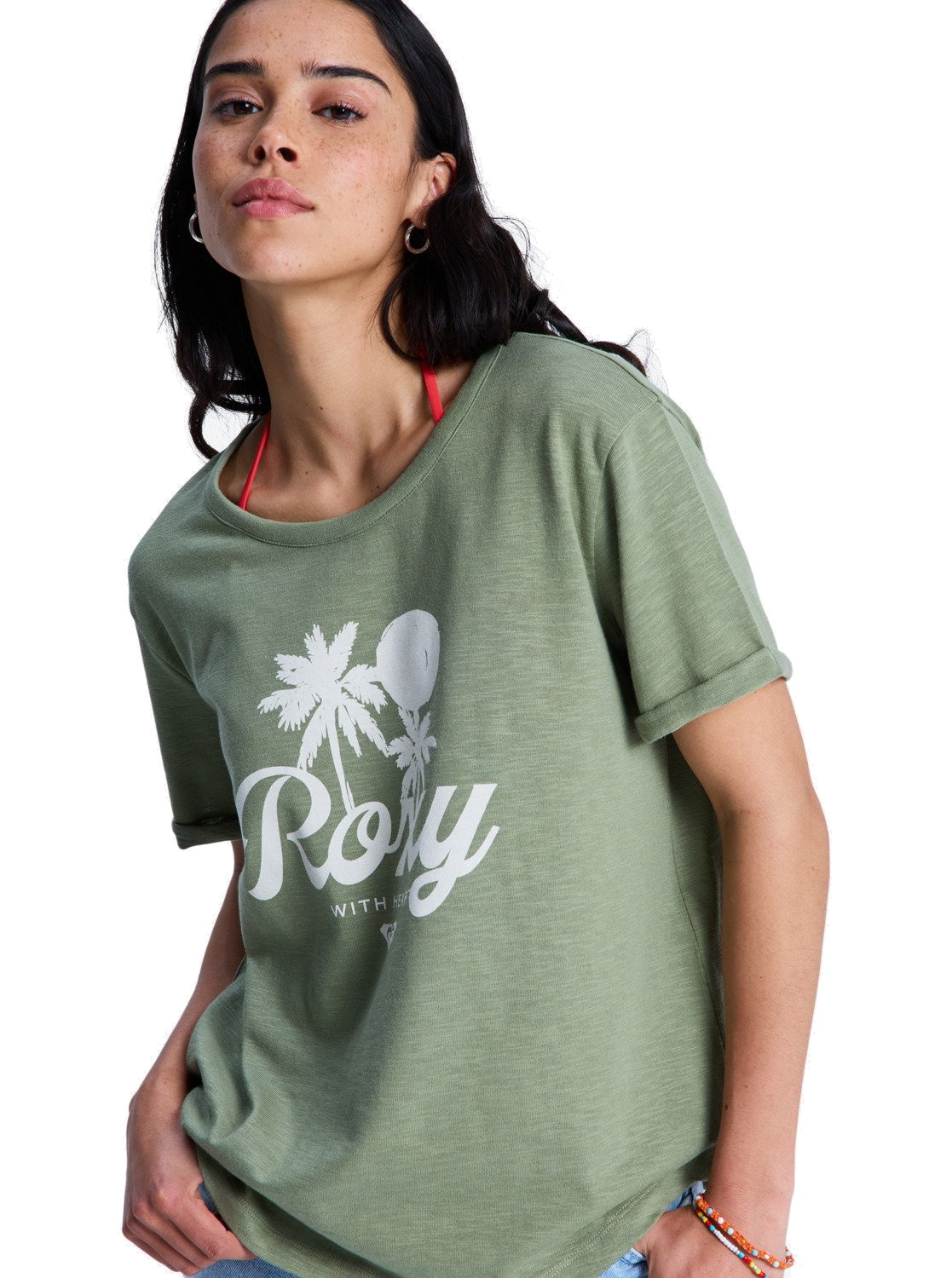 Roxy Damen Shirt Oceanwave Regular Slub Oil Green
