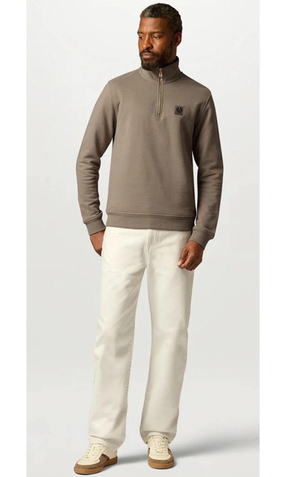 Belstaff Herren Quater Zip Sweatshirt dusty Taupe