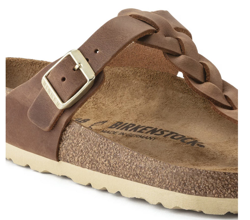Birkenstock Damen Gizeh Braided Naturleder Geölt Cognac