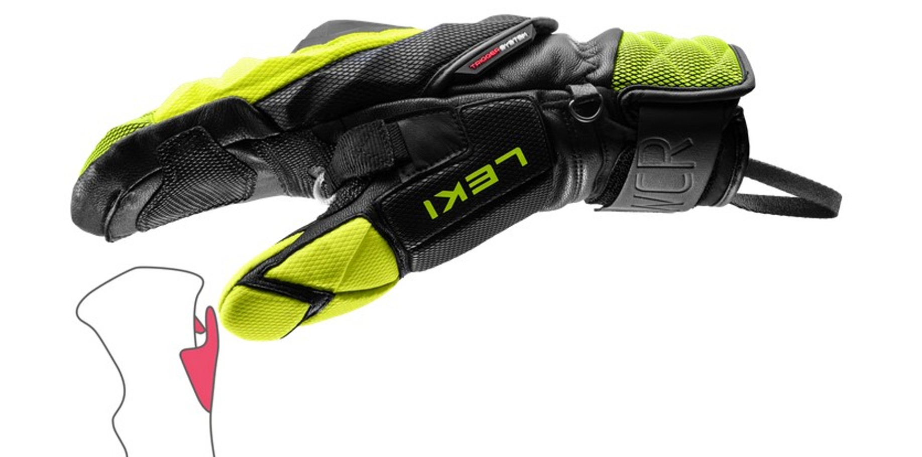 Leki Handschuhe WCR Venom SL 3D Mitten black-ice lemon 