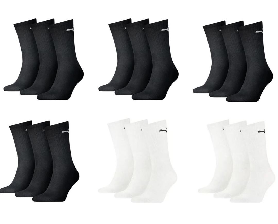Puma Sportsocken Regular Crew Socken Sport 18-Pack 12 schwarz / 6 weiß 