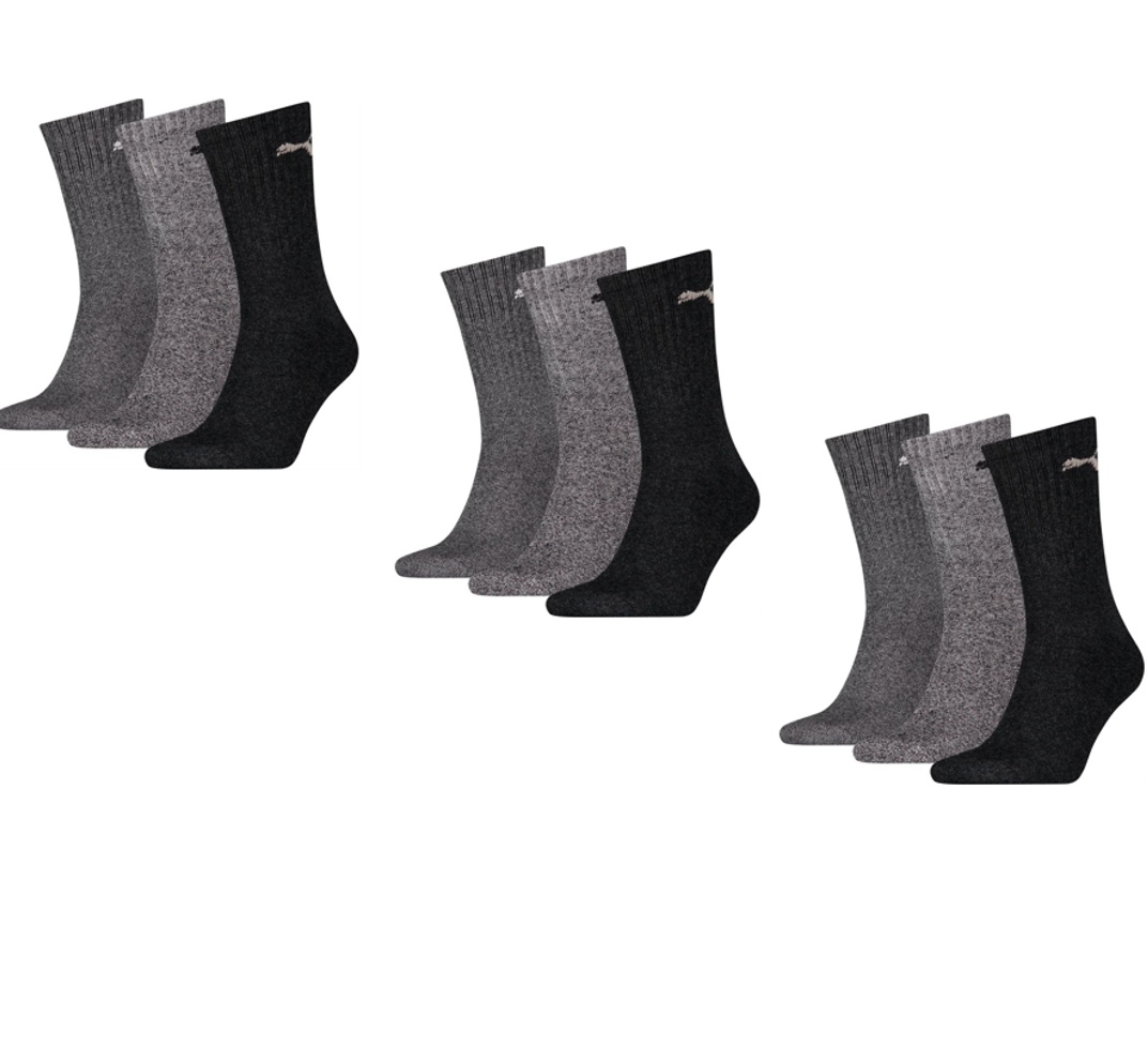 Puma Sportsocken Regular Crew Socken Sport 9-Pack grau mix