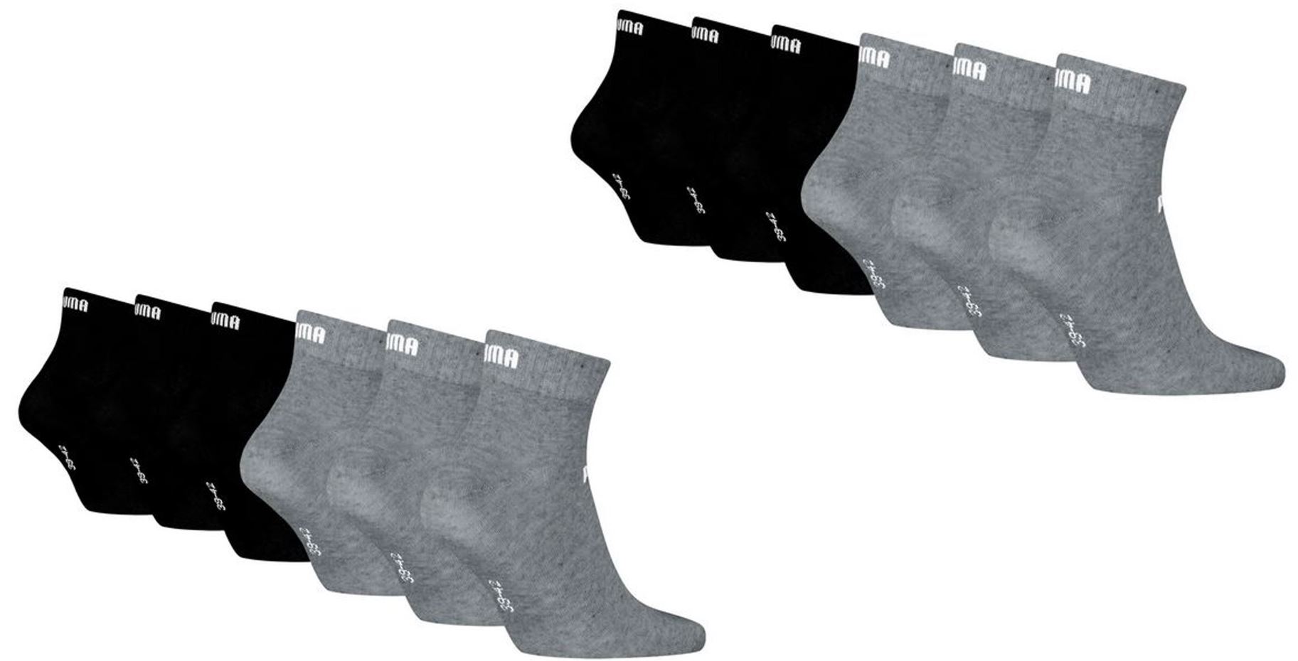 Puma ELEMENTS Quarter Socken 12-Pack Grey/black