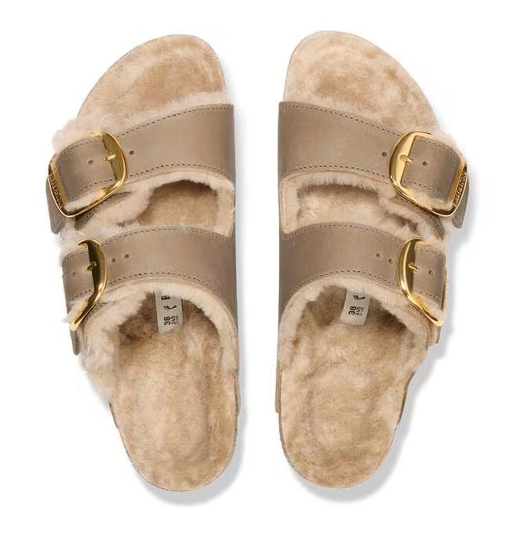 Birkenstock Damen Sandalen Arizona Big Buckle Lammfell Tabacco Brown