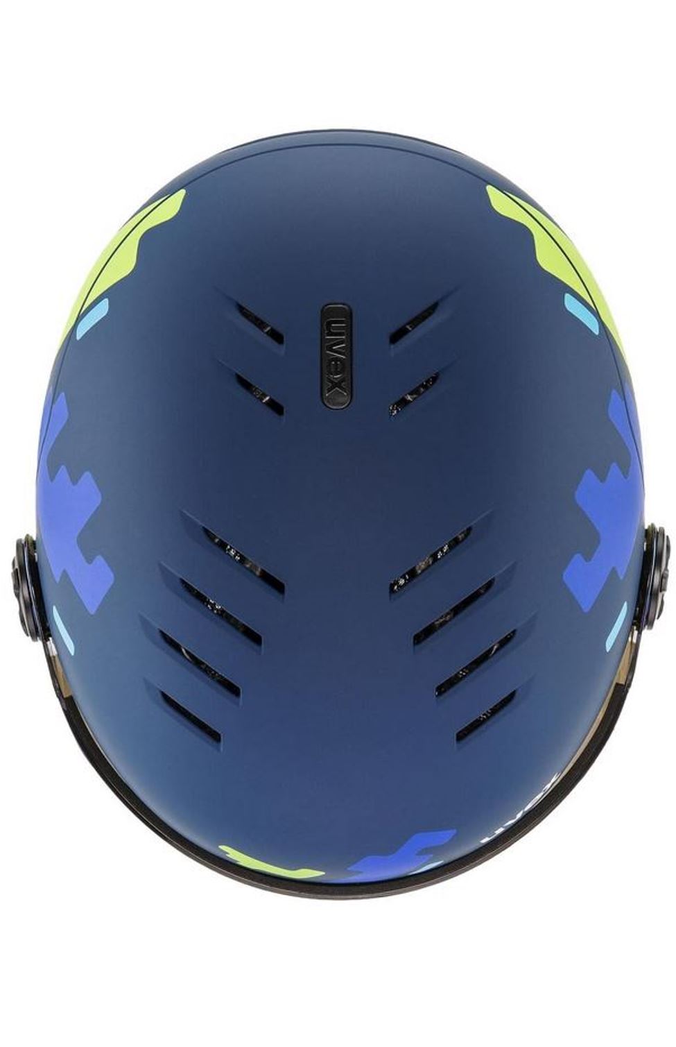 Uvex Kinder Wintersporthelm rocket Visor blue matt