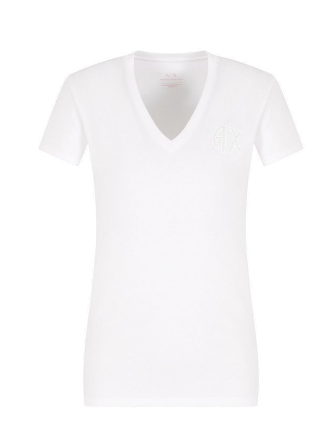 Armani Exchange Damen T-Shirt V-Shirt Logo Optic White 