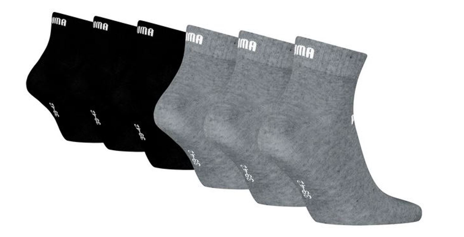 Puma ELEMENTS Quarter Socken 6-Pack Grey/black