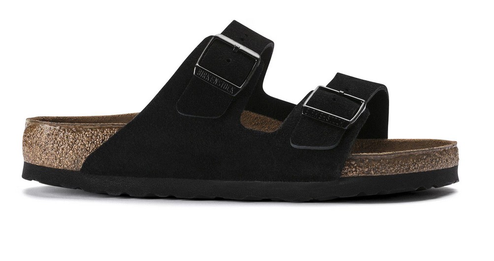 Birkenstock Herren Arizona Weichbettung Veloursleder Schwarz