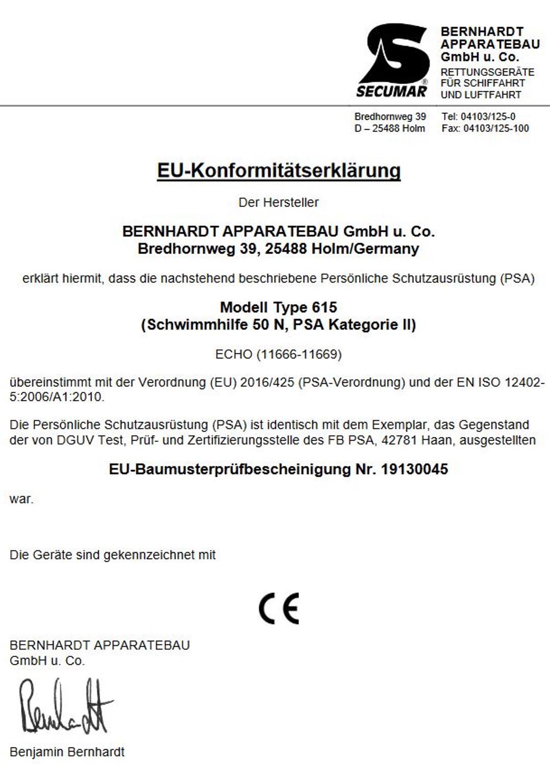Secumar Rettungsweste Echo 70-90kg