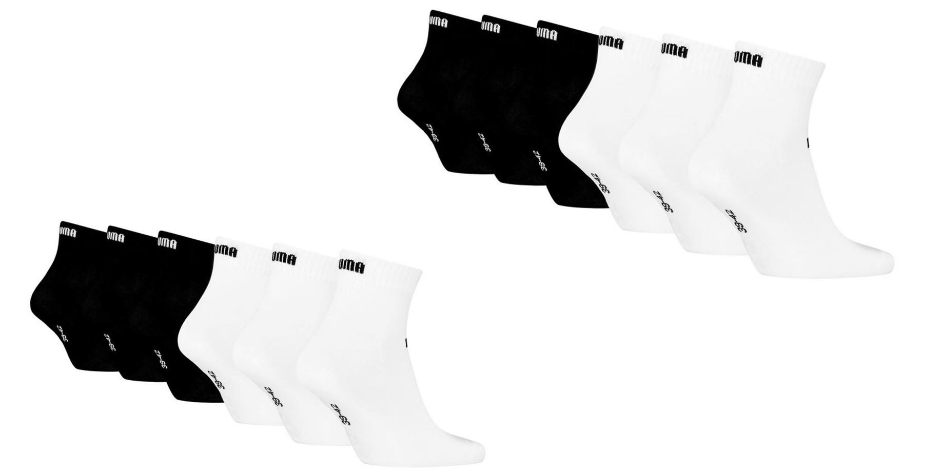 Puma ELEMENTS Quarter Socken 12-Pack White/black