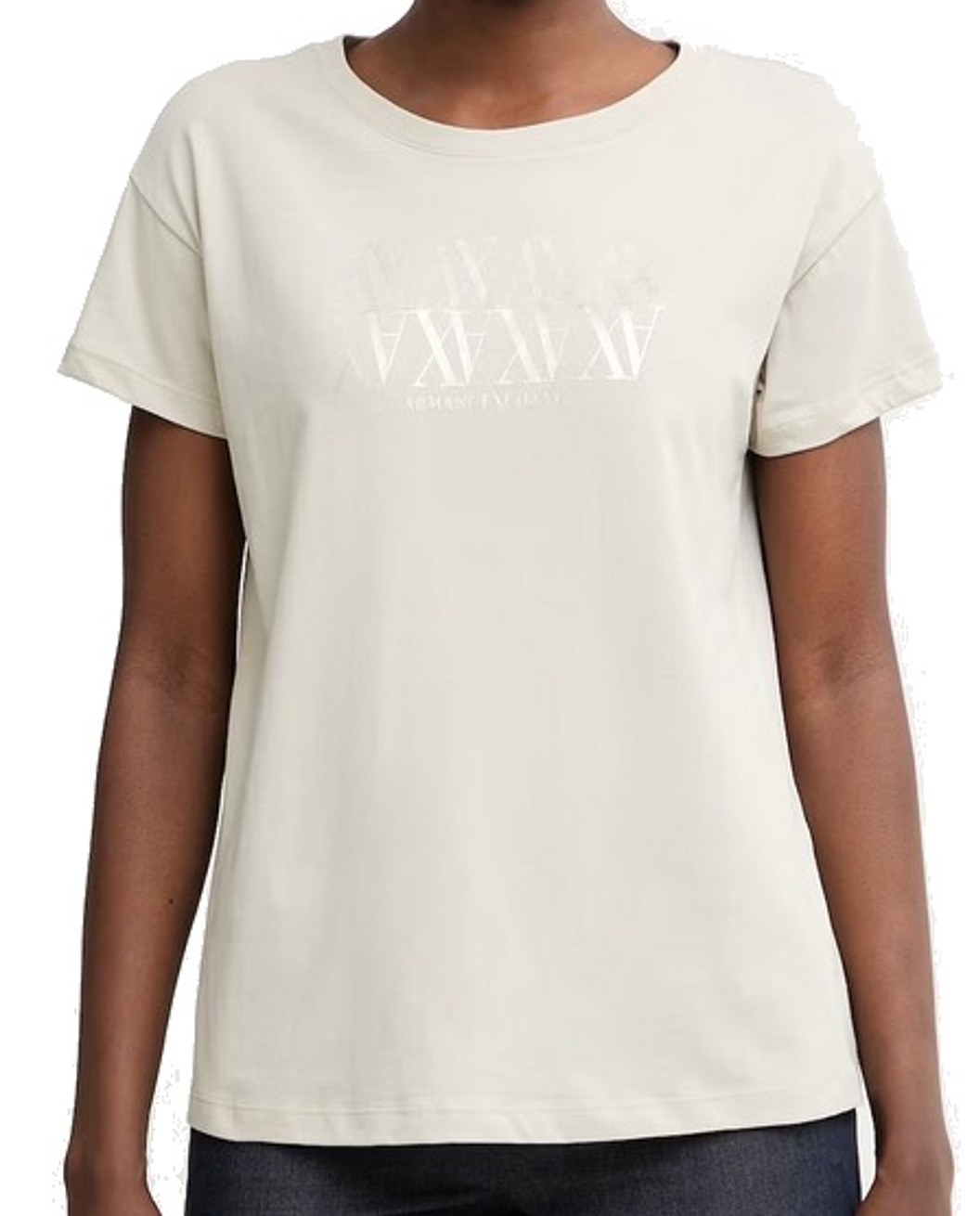 Armani Exchange Damen T-Shirt Slim Fit Logo Beige