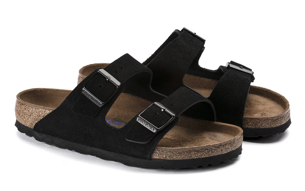 Birkenstock Herren Arizona Weichbettung Veloursleder Schwarz