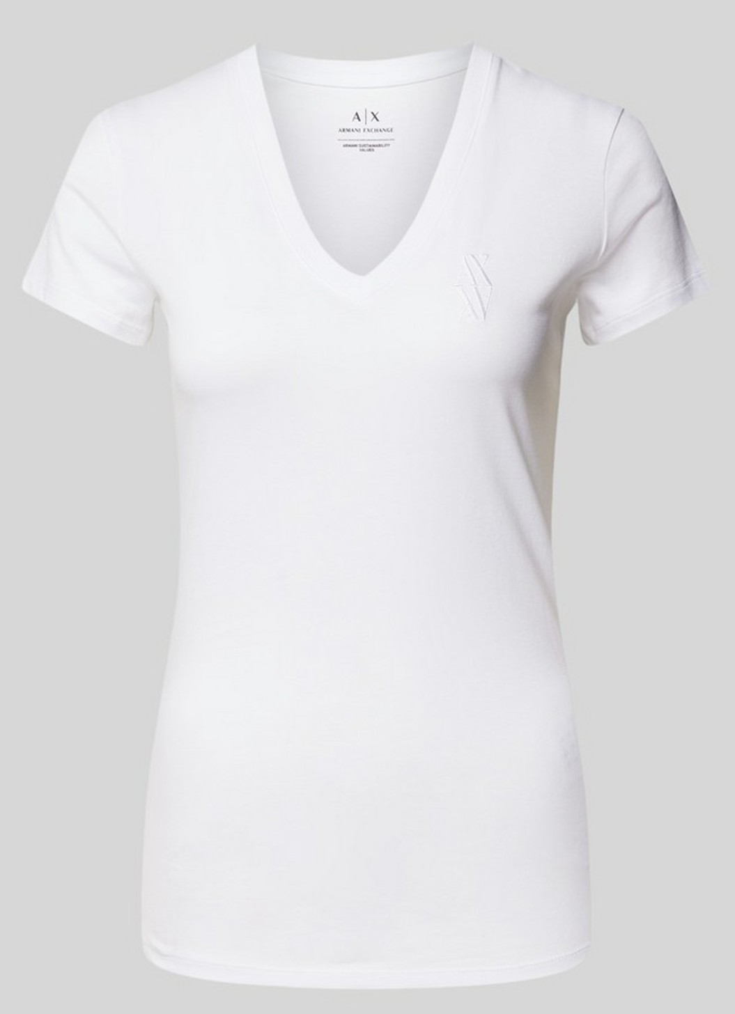 Armani Exchange Damen T-Shirt V-Shirt Optic White