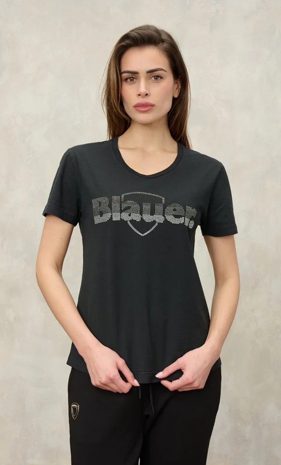 Blauer USA Damen T-Shirt Logo Glitter GRAHAM T-SHIRT Black