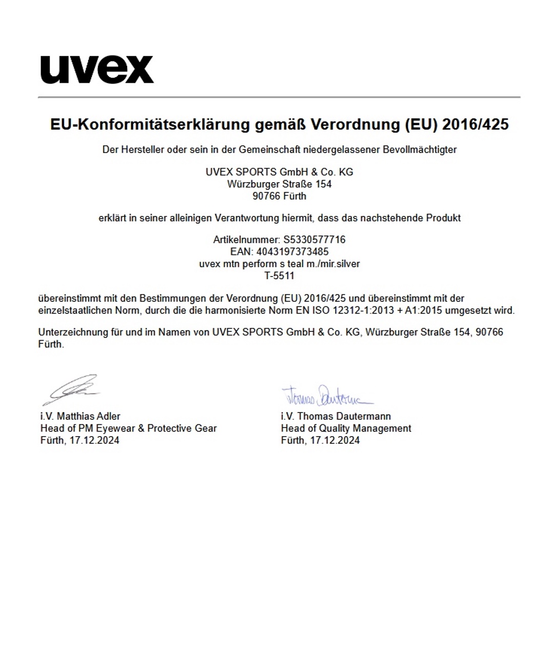 Uvex Sportbrille mtn perform s weiss matt