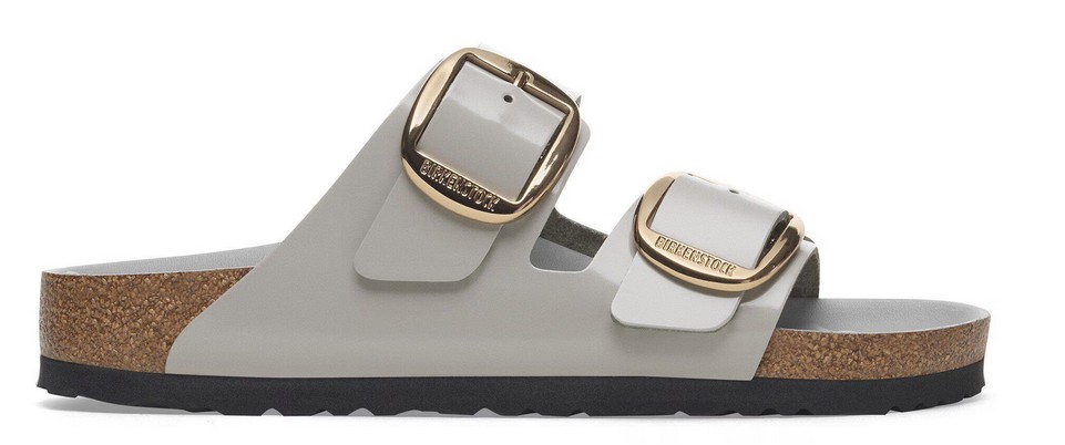 Birkenstock Damen Arizona Big Buckle Naturleder Lack High-Shine Stone Coin