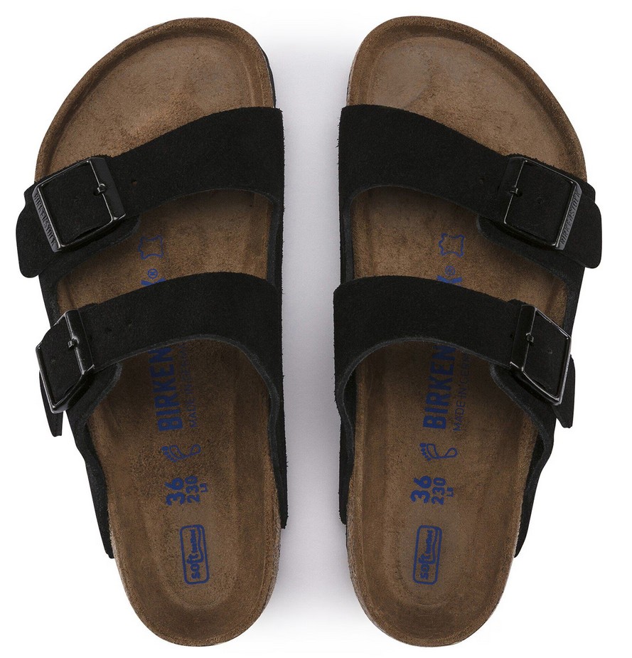 Birkenstock Herren Arizona Weichbettung Veloursleder Schwarz