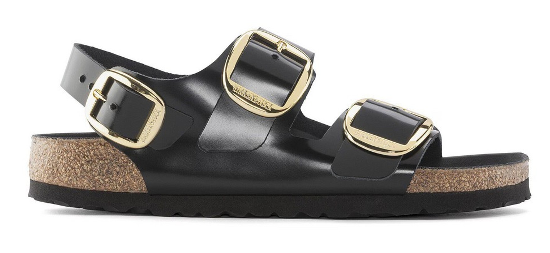 Birkenstock Damen Milano Big Buckle Naturleder Lack High Shine Black