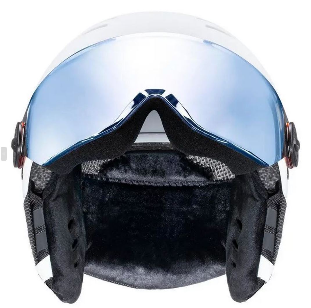 Uvex Kinder Wintersporthelm rocket Visor white black matt