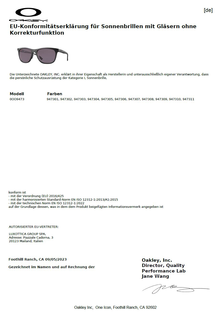 Oakley Sonnenbrille Leadline prizm grey polarized