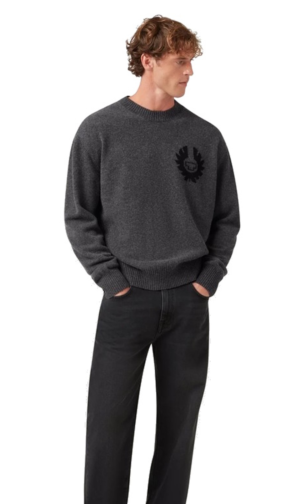 Belstaff Herren Rundhalspullover COMPETITION Anthrazit meliert 