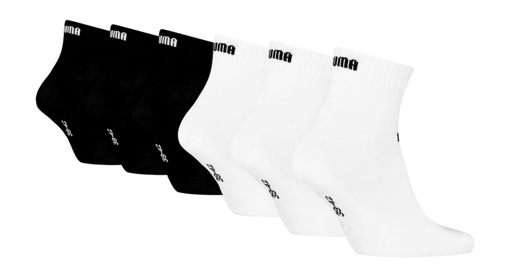 Puma ELEMENTS Quarter Socken 6-Pack White/black