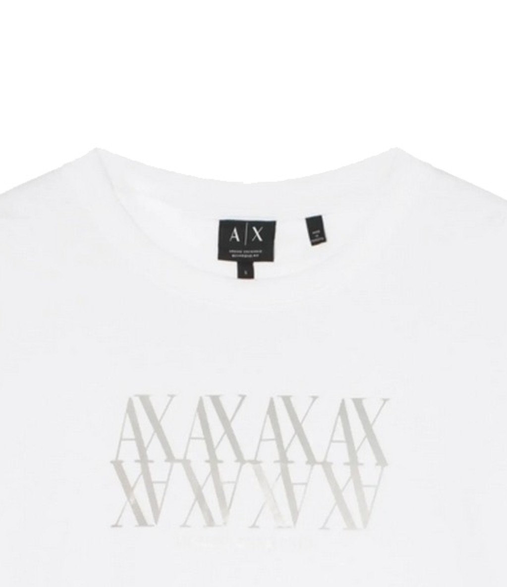 Armani Exchange Damen T-Shirt Slim Fit Logo Optic White