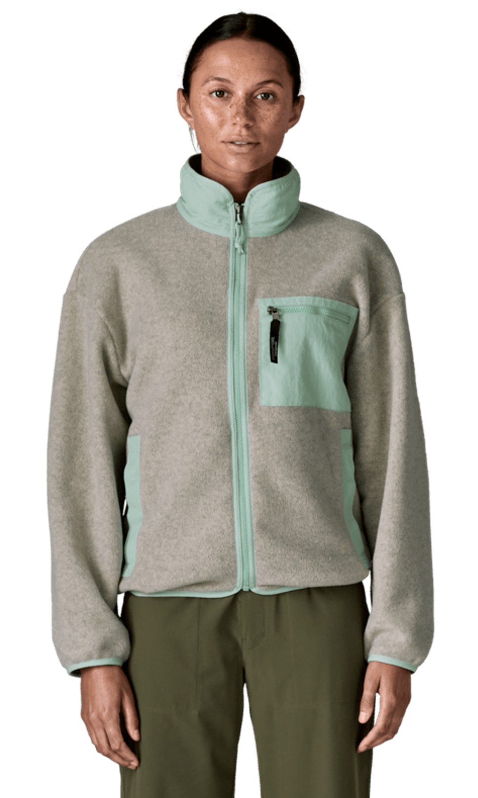 Patagonia Damen Synch Fleece Jacke Oatmeal Heather w/Thin Ice