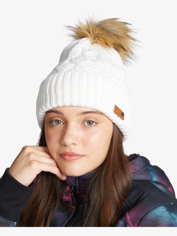 Roxy Beanie Ski Chic Bommel Mütze weiß