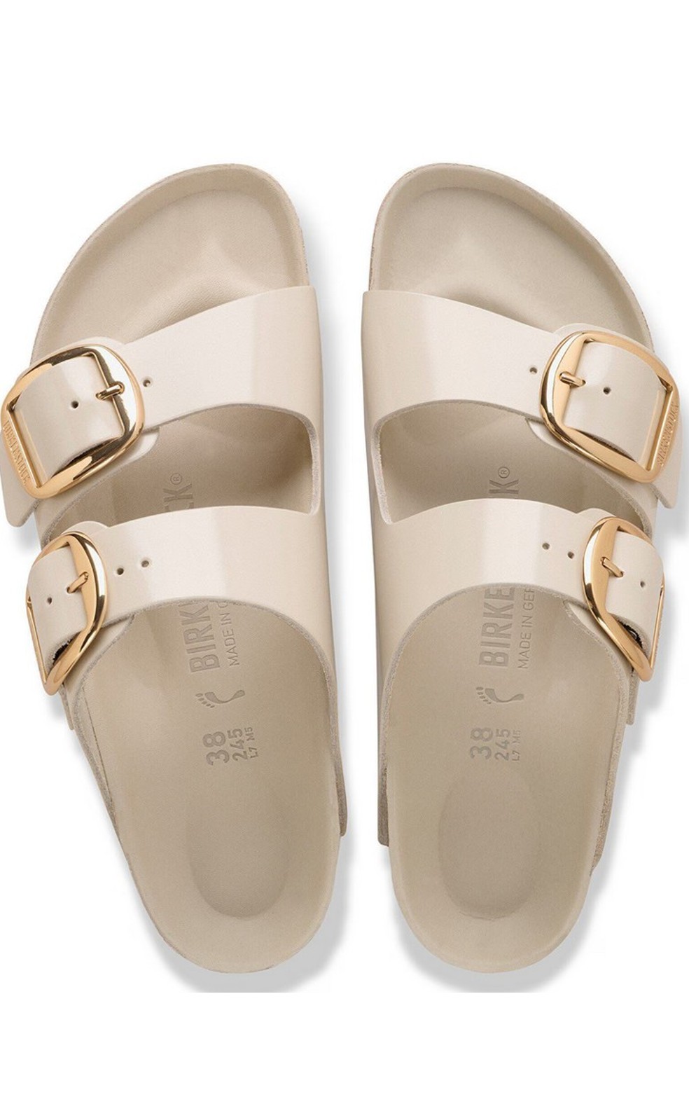 Birkenstock Damen Arizona Big Buckle Naturleder Lack High-Shine Oyster