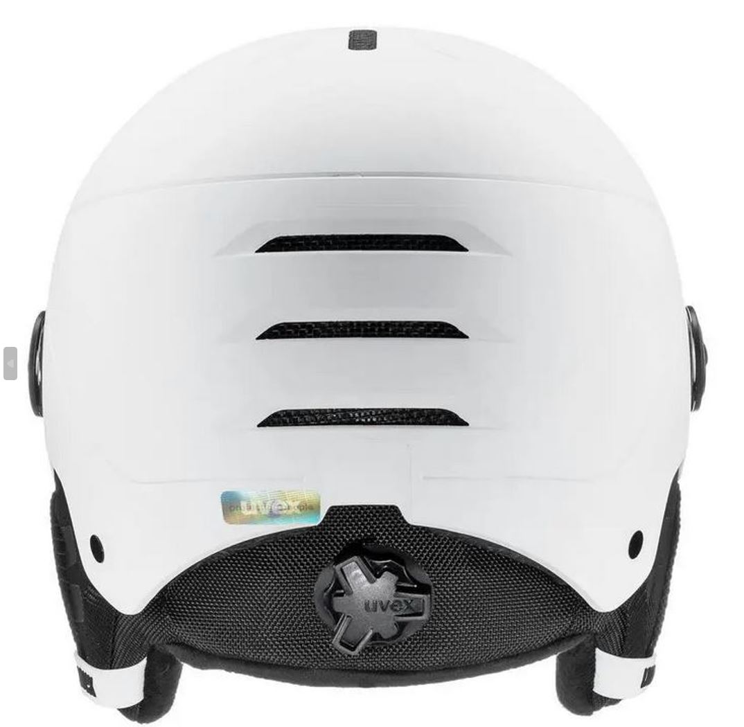 Uvex Kinder Wintersporthelm rocket Visor white black matt