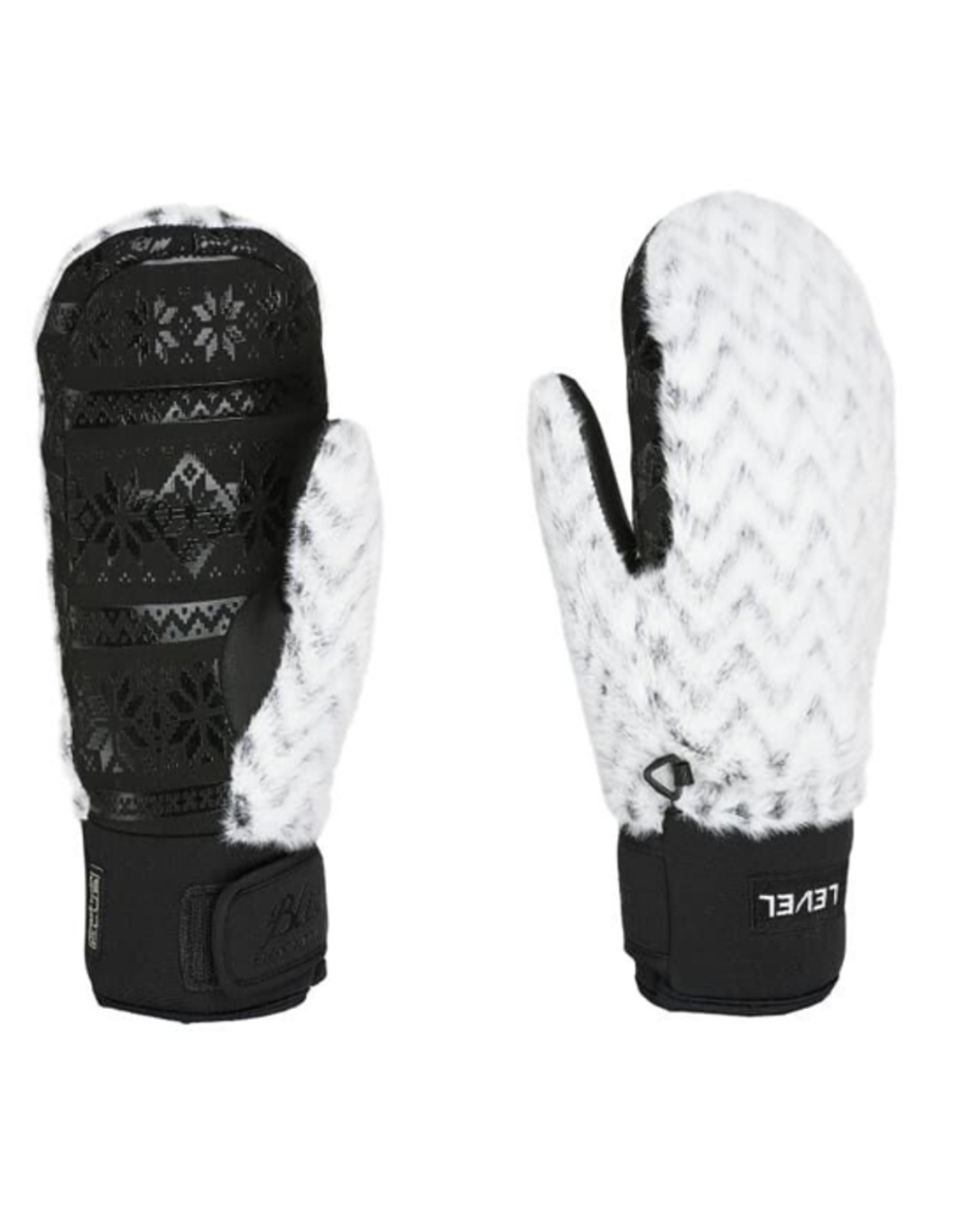 Level Damen Teddy Handschuhe Siberian Mitten White Black